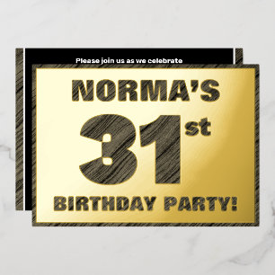 31st Birthday Party — Bold, Faux Wood Grain Text