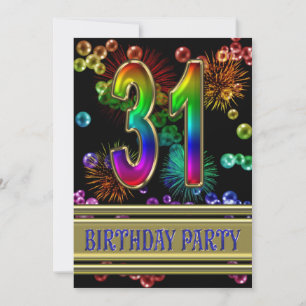 31st Birthday party Invitation with bubbles