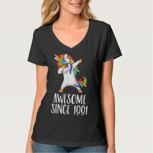 31st Birthday Unicorn Dab Awesome Since 1991 T-Shirt