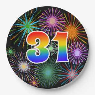 31st Event - Fun, Colourful, Bold, Rainbow 31 Paper Plate
