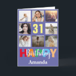 31st Happy Birthday Photo Collage Modern Card<br><div class="desc">31st Happy Birthday Photo Collage Modern Card with personalised name. For further customisation,  please click the "Customise it" button and use our design tool to modify this template.</div>