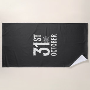31st October Halloween Spider Web Design Beach Towel