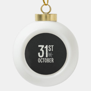 31st October Halloween Spider Web Design Ceramic Ball Christmas Ornament