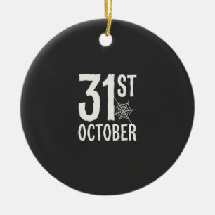 31st October Halloween Spider Web Design Ceramic Tree Decoration