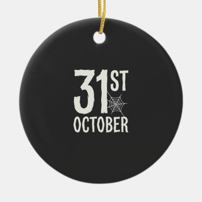 31st October Halloween Spider Web Design Ceramic Tree Decoration (Front)
