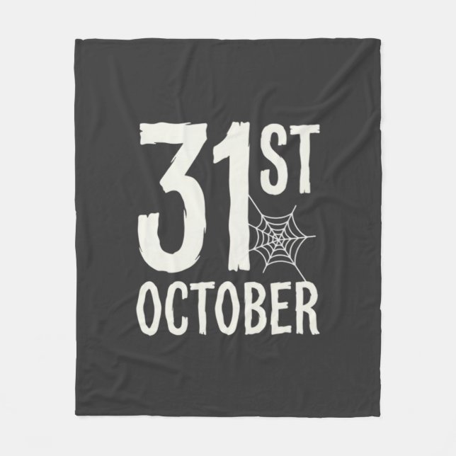 31st October Halloween Spider Web Design Fleece Blanket (Front)