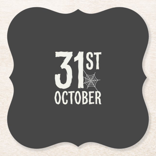 31st October Halloween Spider Web Design Paper Coaster (Front)