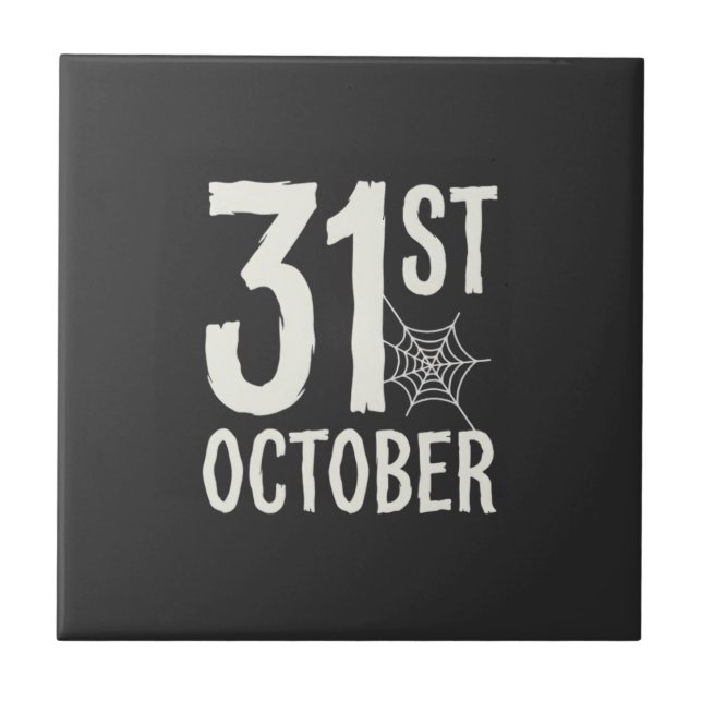 31st October Halloween Spider Web Design Tile (Front)