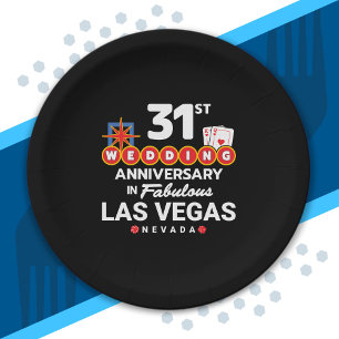 31st Wedding Anniversary Couples Las Vegas Trip Paper Plate