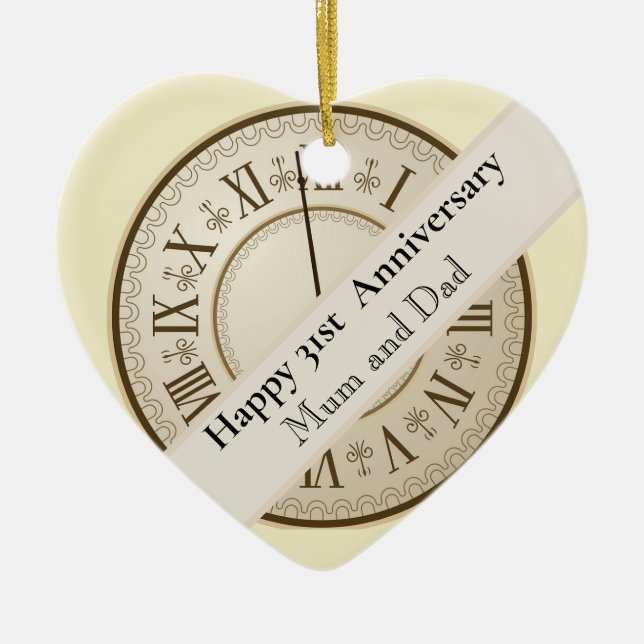 31st Wedding Anniversary editable   Ceramic Tree Decoration (Front)