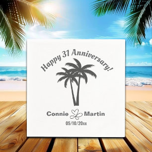 31st Wedding Anniversary Palm Trees Napkin