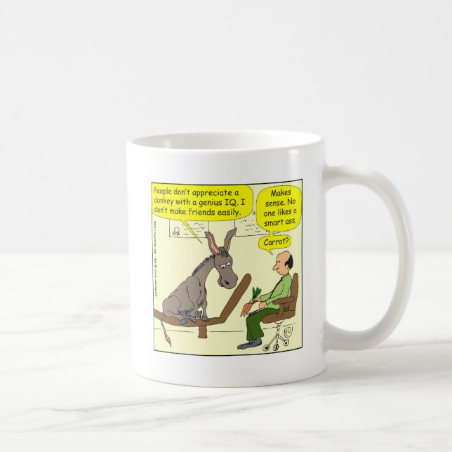 321 donkey genius smart a$$ colour cartoon coffee mug (Right)