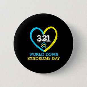 321 World Down Syndrome Day Awareness Matching Out 6 Cm Round Badge