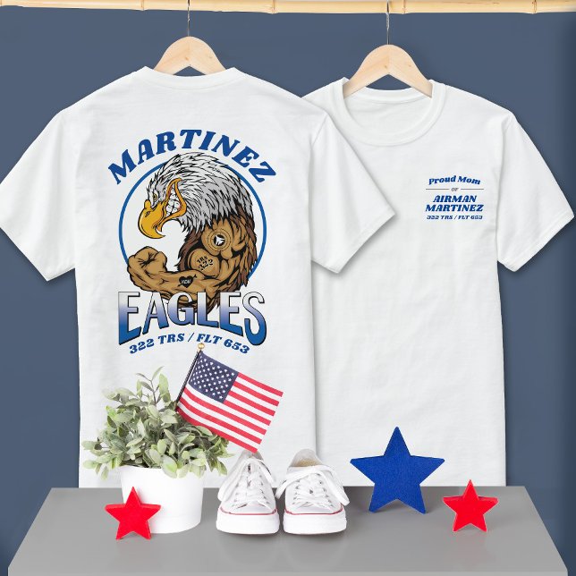 322 Eagles Air Force BMT Graduation LIGHT Colour T-Shirt (Custom 321 TRS Eagles Mascot US Air Force Basic Training Graduation tees in white, proud mom & dad)