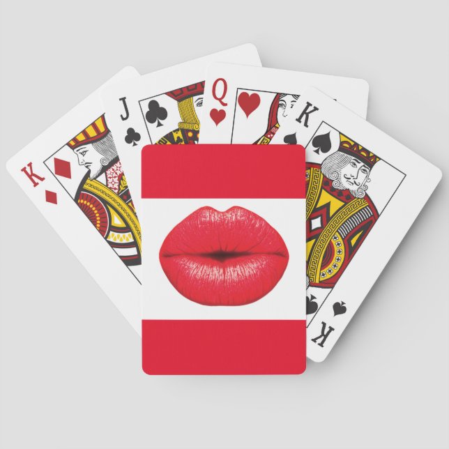 327493 RED SMOOCH LIPS KISS MAKEUP BEAUTY LOVE FAS PLAYING CARDS (Back)