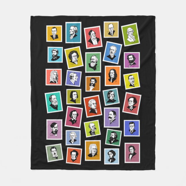 32 graphic portraits of the greatest composers fleece blanket (Front)