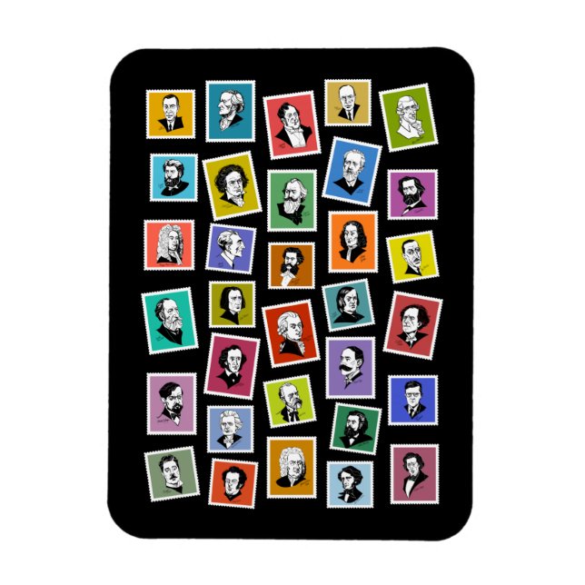 32 graphic portraits of the greatest composers magnet (Vertical)