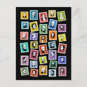 32 graphic portraits of the greatest composers postcard