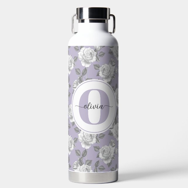 32 oz. Rose Garden Monogram Lavender Water Bottle (Front)