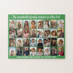 32 Photo Collage - Modern Green with Text Jigsaw Puzzle