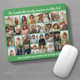 32 Photo Collage - Modern Green with Text Mouse Mat