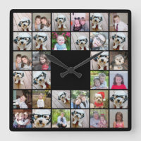 32 Photo Collage Modern Square Layout Black