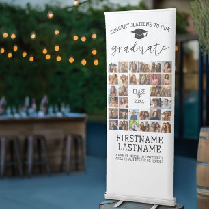 32 Photo - Graduation Modern Minimal White Retractable Banner