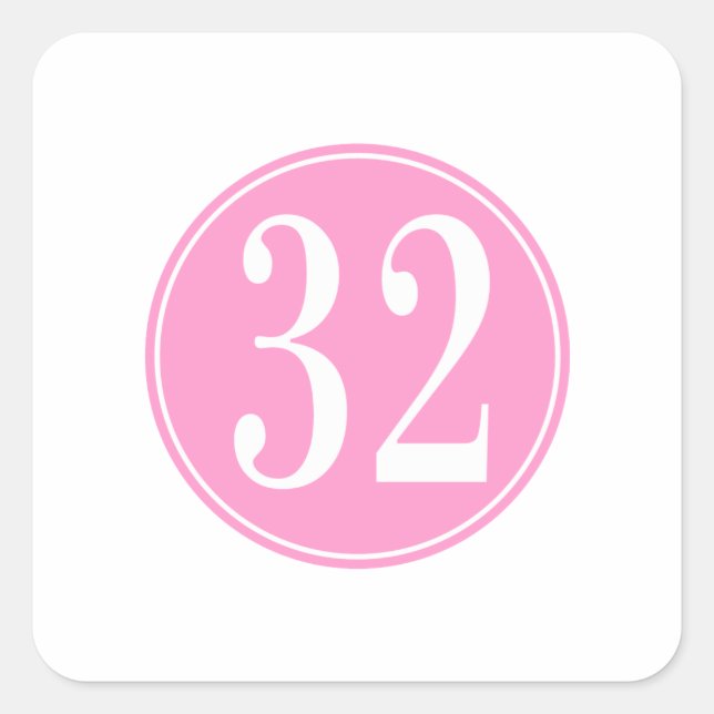 #32 Pink Circle Square Sticker (Front)