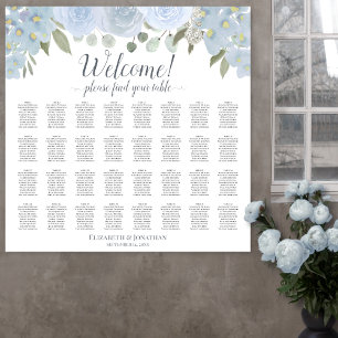 32 Table Dusty Blue Boho Chic Floral Seating Chart