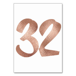 32 Table Number White Metallic Pink Rose Gold