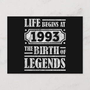 32 Year Old 1993 Birth Of Legend 32nd Birthday Postcard