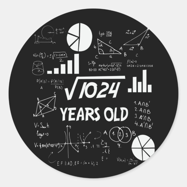 32 Year Old Bday Math Teacher 32nd Birthday Gift Classic Round Sticker (Front)