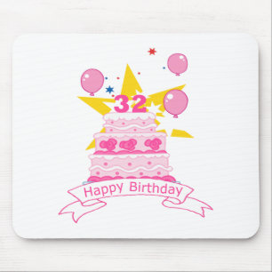 32 Year Old Birthday Cake Mouse Mat