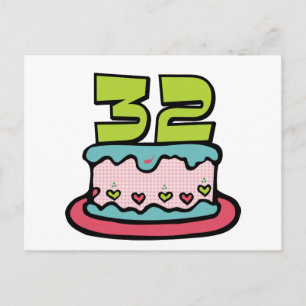 32 Year Old Birthday Cake Postcard