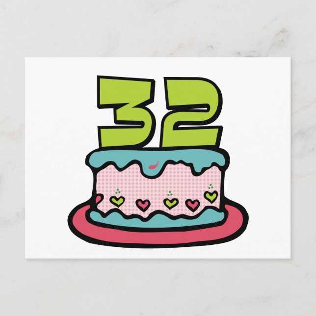 32 Year Old Birthday Cake Postcard (Front)