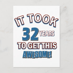 32 year old birthday designs postcard