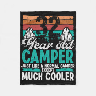 32 Year Old Camper Scouting Vintage Camping 32 Bir Fleece Blanket