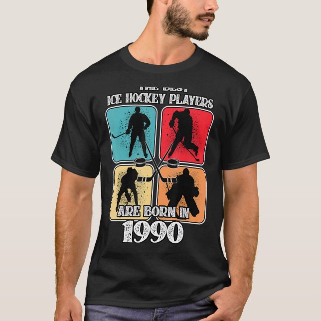 32 Year Old Ice Hockey Player 1990 32th Birthday V T-Shirt (Front)