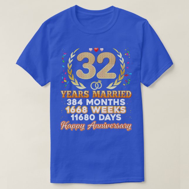 32 Years Married Happy 32nd Wedding Anniversary Co T-Shirt (Design Front)