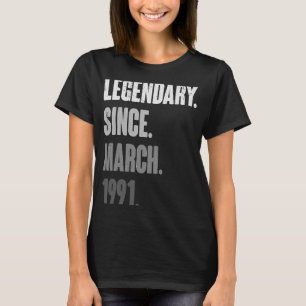 32 Years Old Vintage 1991 Birthday March 32nd Deco T-Shirt