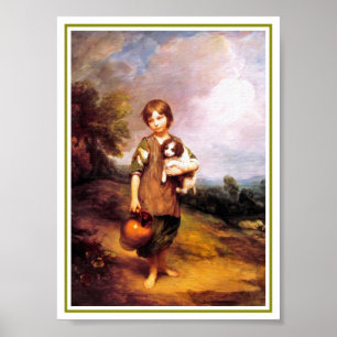 32a  Cottage Girl with Dog Poster