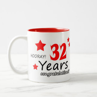 32nd anniversary, 32 Years Wedding Anniversaries Two-Tone Coffee Mug
