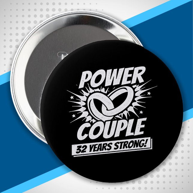32nd Anniversary Couples Married 32 Years Strong 10 Cm Round Badge (Creator Uploaded)