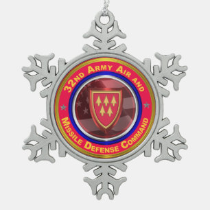 32nd Army Air and Missile Defence Command Snowflake Pewter Christmas Ornament