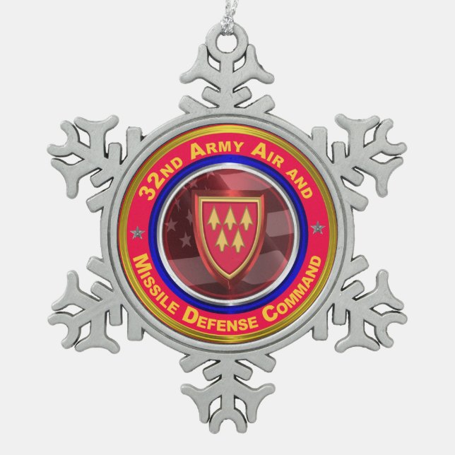32nd Army Air and Missile Defence Command Snowflake Pewter Christmas Ornament (Front)