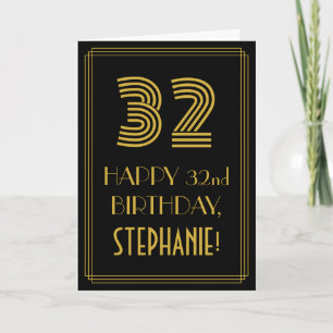 32nd Birthday: Art Deco Inspired Look "32" & Name Card
