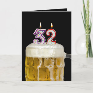 32nd Birthday Beer on black Card