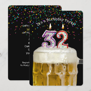 32nd Birthday Beer Party Invitation