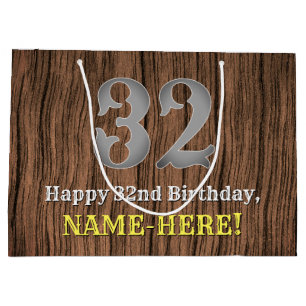 32nd Birthday: Country Western Inspired Look, Name Large Gift Bag