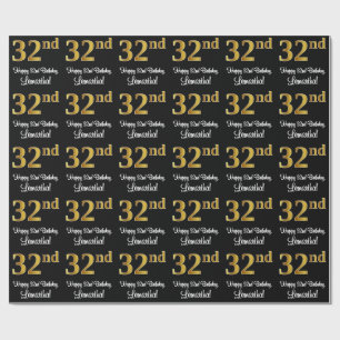 32nd Birthday: Elegant Luxurious Faux Gold Look # Wrapping Paper